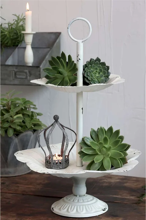 Etagere mit Blumenschale H51cm