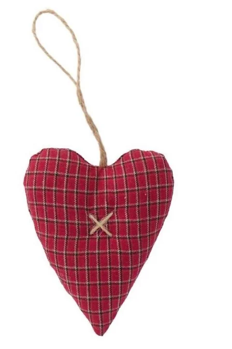 Stoffherz Rot kariert H10cm