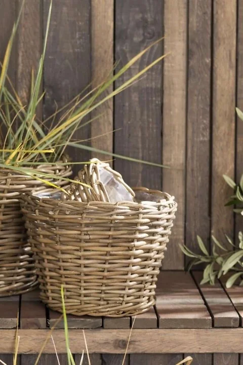 Rattankorb mit Innenplastik H24cm