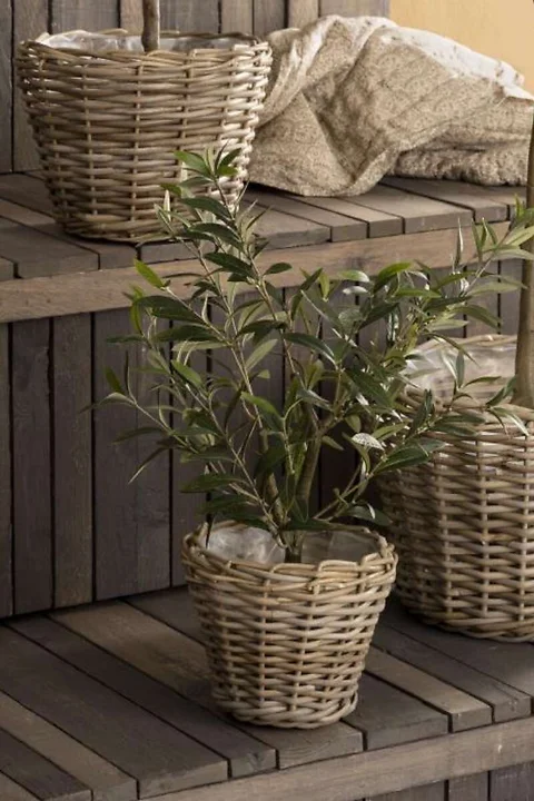 Rattankorb mit Innenplastik H19cm