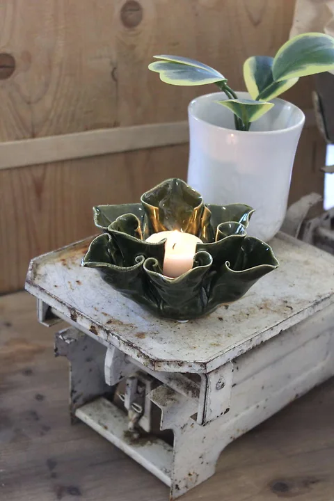 Teelichthalter Blume Fenja Grün
