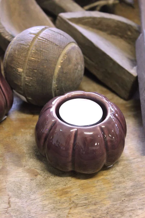 Teelichthalter Kürbis Fenja Aubergine