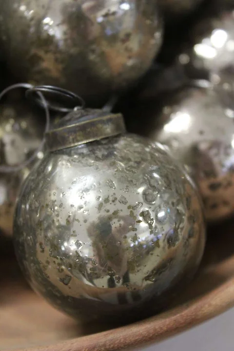 Weihnachtskugel pebbled Glas soil Bauernsilber ø5.8cm