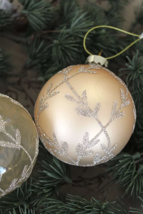 Weihnachtskugel ø8cm Beige/Gold
