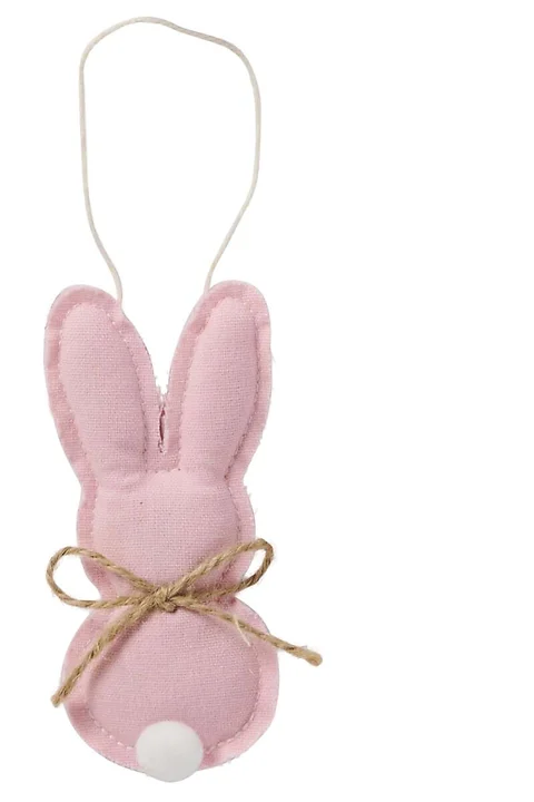Stoffhäsli mit Pommelchen Rosa H10.5cm