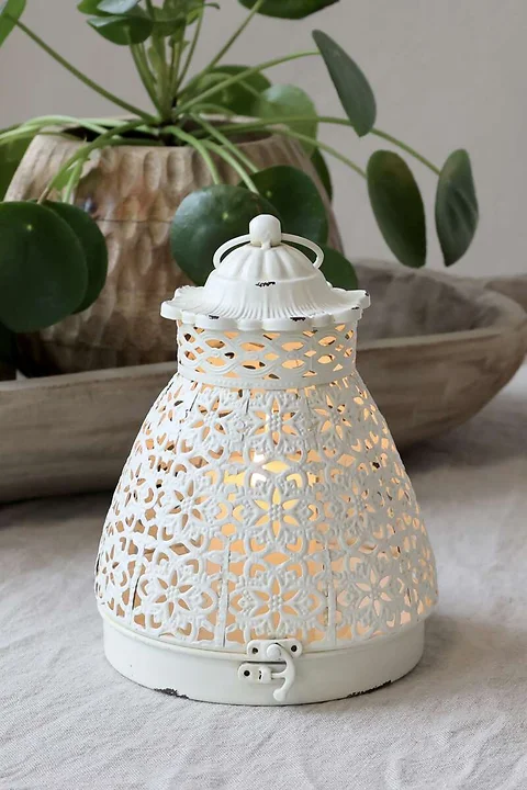 Laterne mit Muster Shabby H19cm