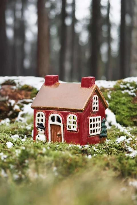 Haus für Teelicht Schneemann H10.6cm