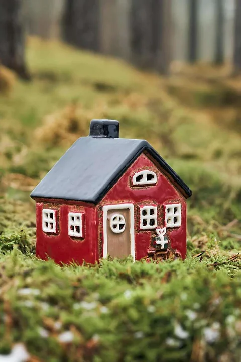 Haus für Teelicht Schlitten H10.5cm